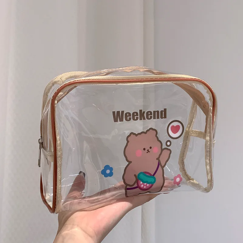 Women's Portable Pvc Simple Large capacity Travel Wash Storage Bag Backpack Flower Bear - Shop at LoveMi