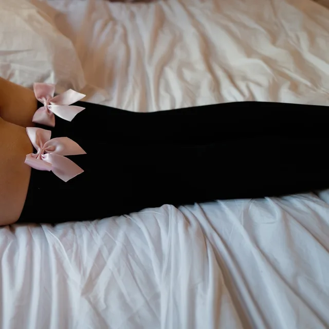 Sweet Japanese JK College Style Bow High Tube Over the knee Stockings Black - Shop at LoveMi