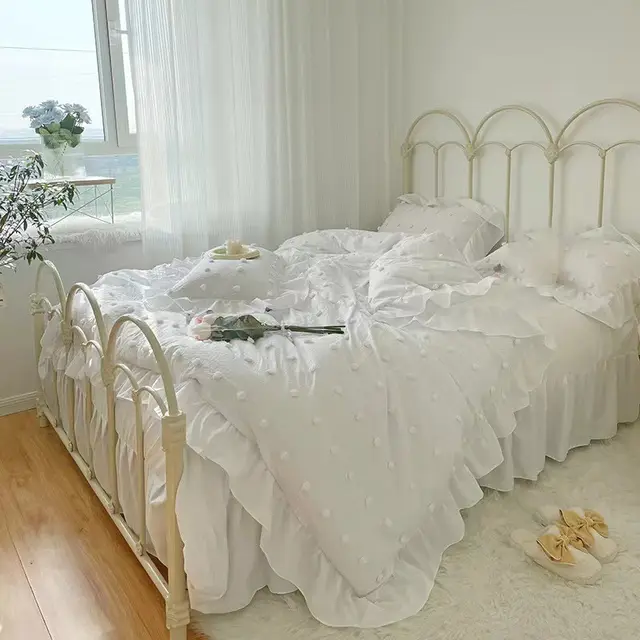 New Korean Version Of Cute Fur Ball Four piece Set Cream - Shop at LoveMi