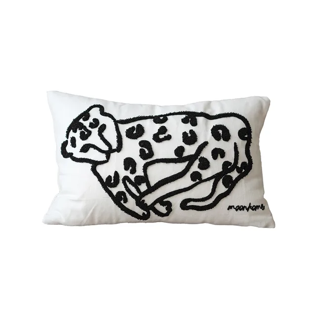 Canvas Black And White Lines Nordic Art Embroidery Pillowcase Cushion Pillowcase30X50Cm - Shop at LoveMi