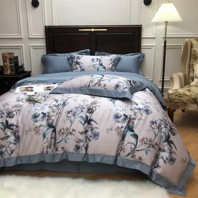 European Style Cotton Digital Printing Four piece Set Silky And Delicate Brocade - Shop at LoveMi