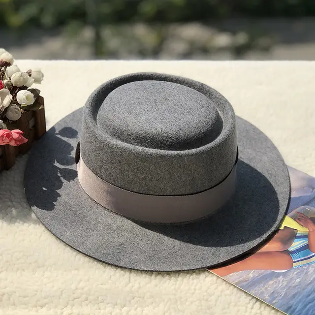 Women's Autumn And Winter Ring Wool Felt Top Hat Grey - Shop at LoveMi