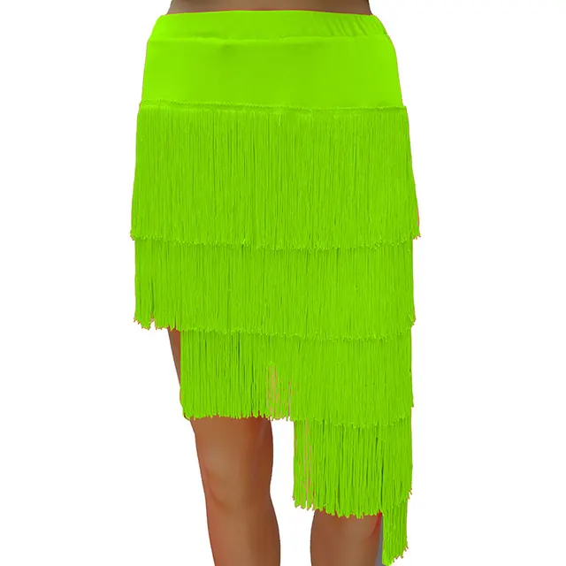 Women's Solid Color Irregular Fringe Skirt Green - Shop at LoveMi