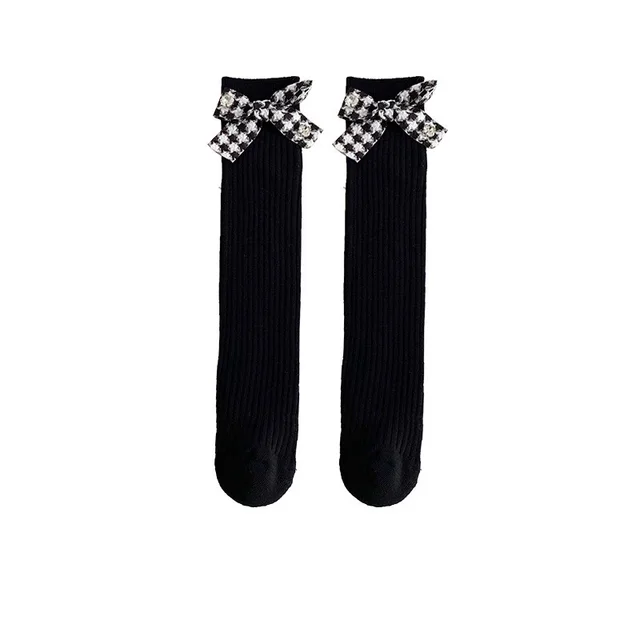 Lolita College Style Girls New Bow Lace Socks Black Plaid Bow - Shop at LoveMi