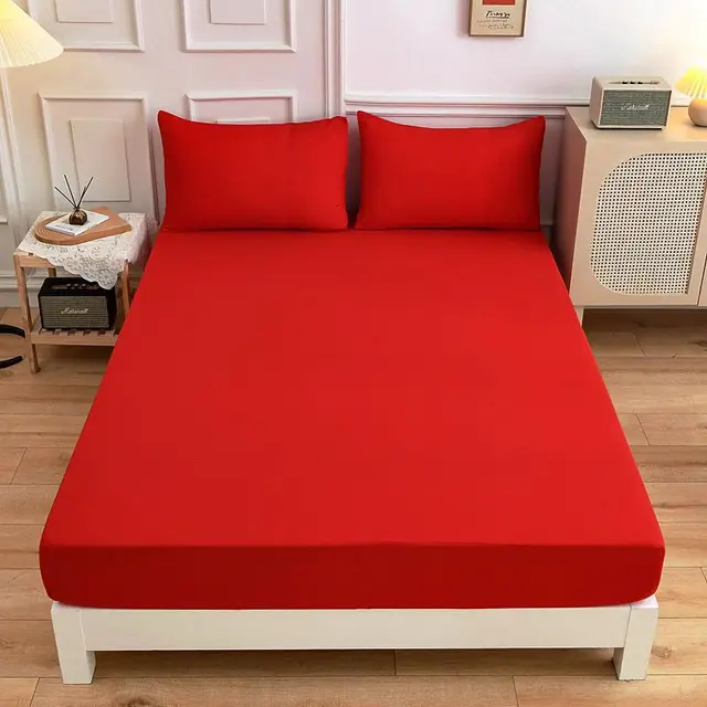 Students Cotton Bed Sheets Fitted Sheet Pillow Case Red - Shop at LoveMi