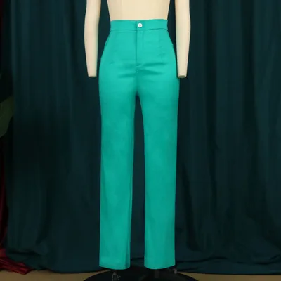 High Waist Slim Fit Solid Straight Leg Pants Green Elastic Lounge Pants Green - Shop at LoveMi