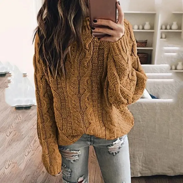 European And American Fashion Solid Color Knitted Top Women's Clothing Dark Yellow - Shop at LoveMi