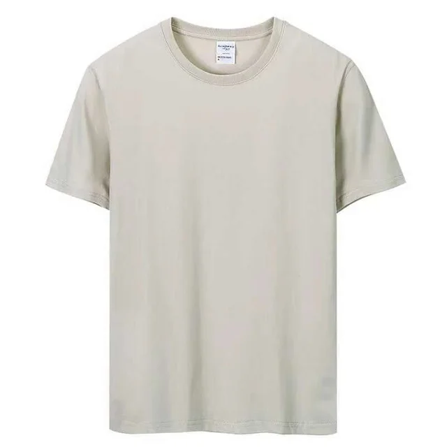 Solid Color Round Neck Short Sleeve Casual Advertising Shirt T shirt Khaki - Shop at LoveMi