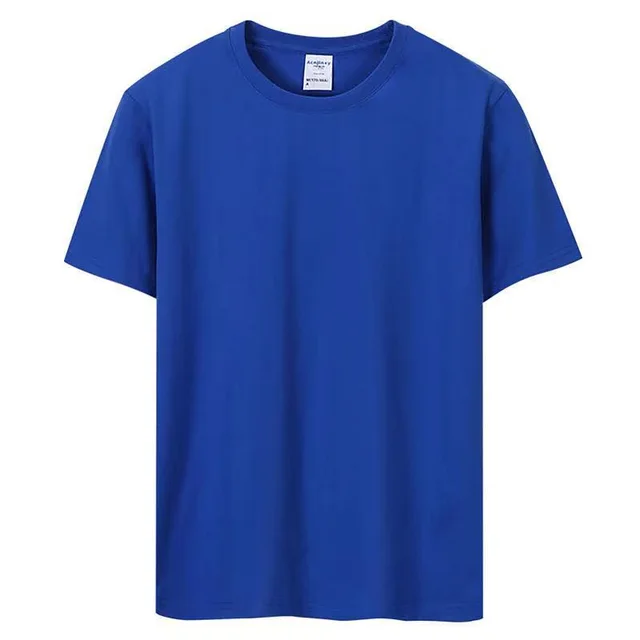 Solid Color Round Neck Short Sleeve Casual Advertising Shirt T shirt Royal Blue - Shop at LoveMi