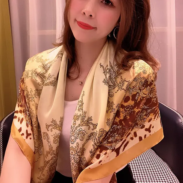 All match Satin Square Women's Silk Scarf Shawl Beach Towel 15 Style - Shop at LoveMi