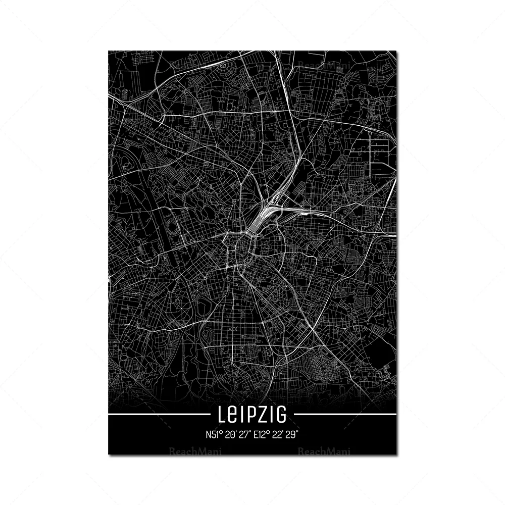 Map Black Line Poster Canvas Painting Home Decor Wall Art 18Color - Shop at LoveMi