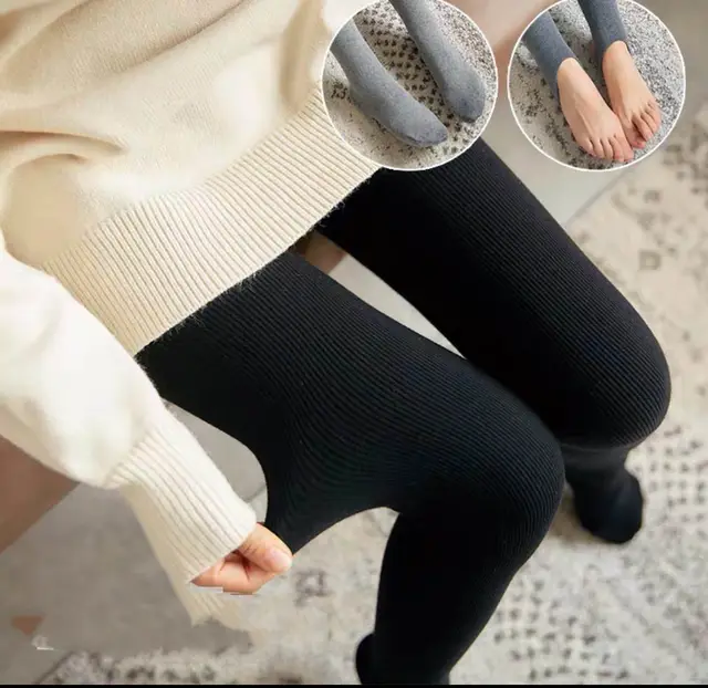 Pure Cotton Leggings Outer Wear High Waist Abdomen Buttocks Plus Velvet Thick And Seamless Black - Shop at LoveMi