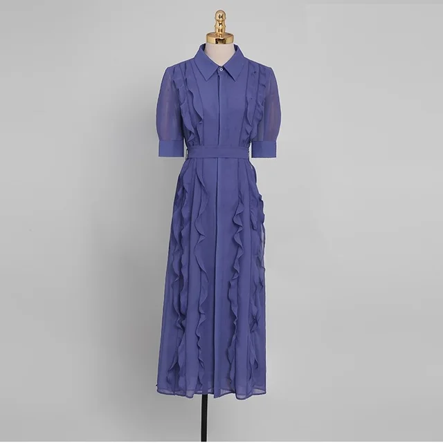 Fairy Temperament Shirt Skirt Long Sleeve Mid Length Purple Short Sleeve - Shop at LoveMi