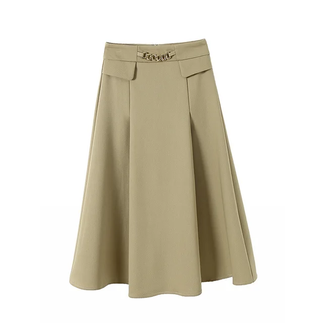 Women's New Chic Chain Waist Midi Skirt Fruit Green - Shop at LoveMi