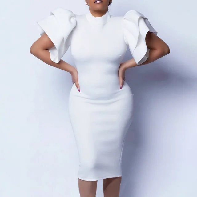 Office Professional European And American Dress With Tight Hip Bag White - Shop at LoveMi