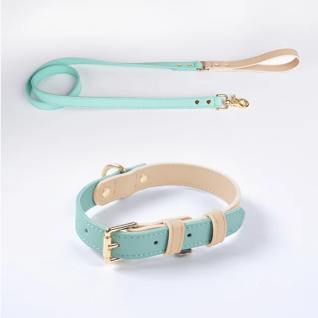 Leather Pet Dog Leash Collar Set Green - Shop at LoveMi