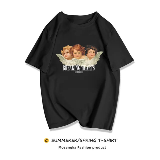 Niche Sweet And Cool T shirt European And American Retro Plus Size MM Top Black - Shop at LoveMi