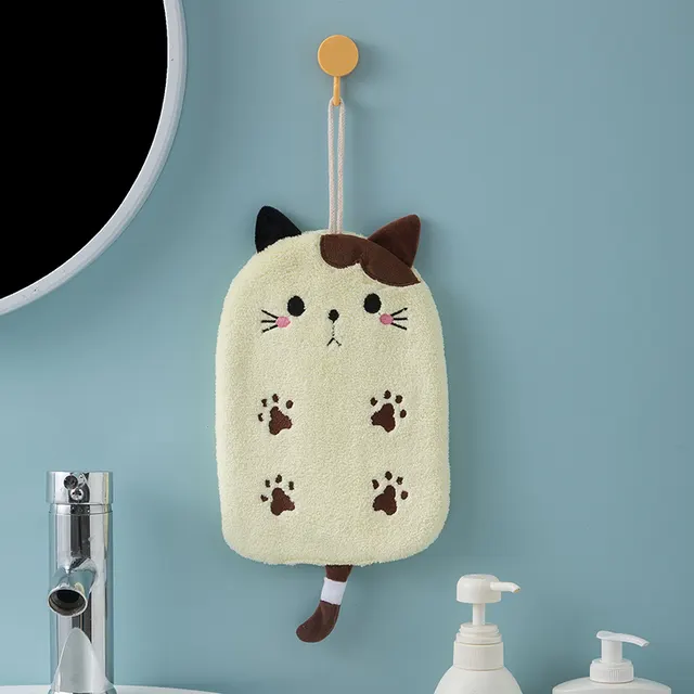Toilet Hanging Cute Hand Towel Cartoon Thickened Handkerchiefundefined Yellow C - Shop at LoveMi
