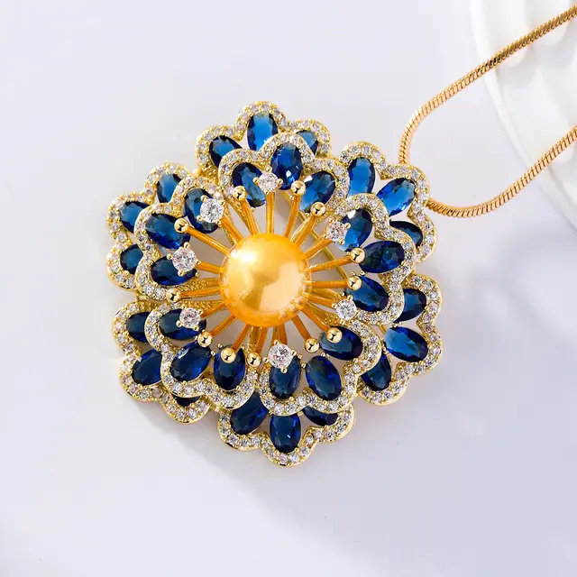 Heavy Industry Begonia Brooch Luxury Female Pin Blue - Shop at LoveMi