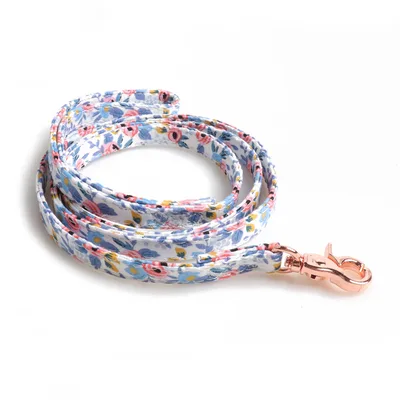 Pet Collar Full Metal Rose Gold Buckle Bow Collar Blue Leash - Shop at LoveMi
