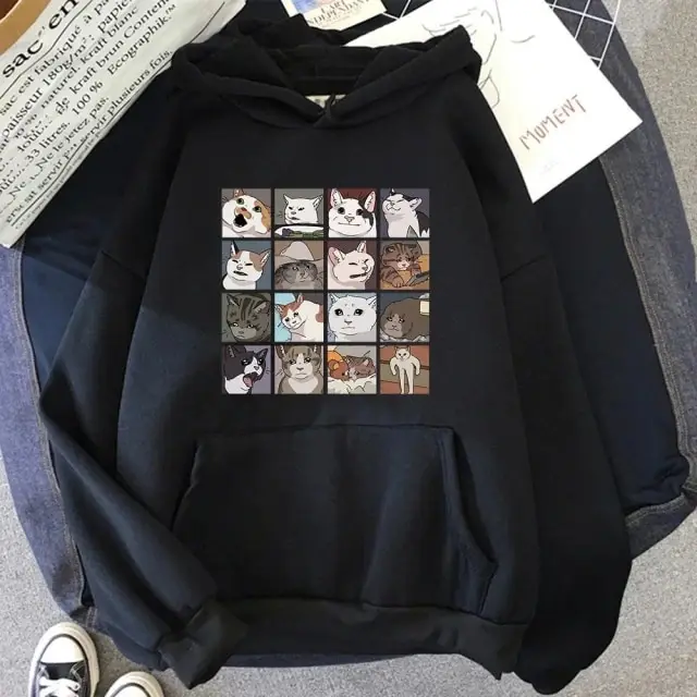 Women's Personalized Harajuku Sweatshirt Loose Plus Size Black - Shop at LoveMi