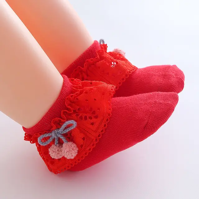 Fashion Bow Girls Lace Socks Baby Red - Shop at LoveMi
