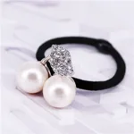 Small And Cute Rhinestone Cherry Hair Rope - White