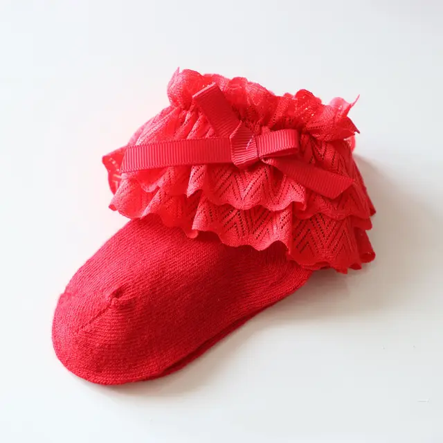 Boneless Baby Socks Lace Girls Princess Red - Shop at LoveMi