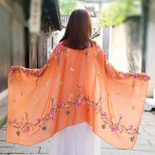 Embroidered Cotton And Linen Scarf Travel Sunscreen Ethnic Style Silk Scarf 5 Style - Shop at LoveMi