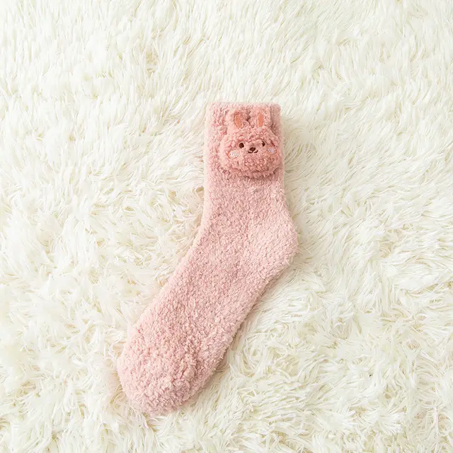 Cute Three dimensional Animals Wear Warm Socks Outside At Home Pink - Shop at LoveMi