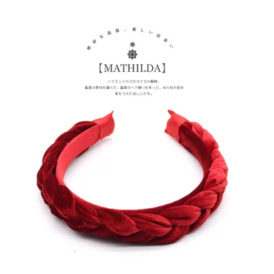 Vintage Solid Gold Velvet Braided Twist Embossed Headband Red - Shop at LoveMi
