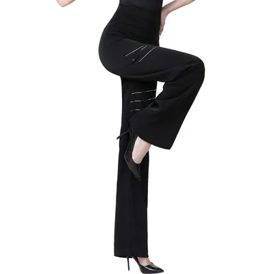 High Waist National Standard Dance Practice Clothes Dance Clothes Wide Legs Black - Shop at LoveMi