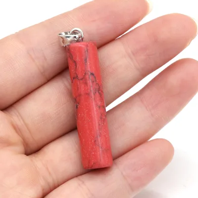 Natural Stone Semi Precious Cylindrical Pendant Turquoise - Shop at LoveMi