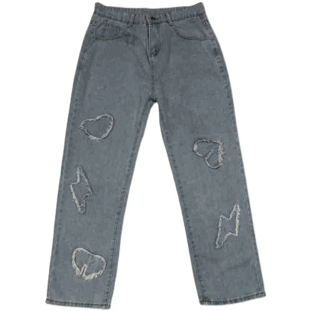 American Style Street Loose Mopping Straight Jeans Denim Trousers Light Blue - Shop at LoveMi
