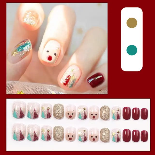 Nail Patch Fake Nail Removable Nail Piece Strawberry Flow Heart Butterfly Wear Finished Short Style 14 Style - Shop at LoveMi