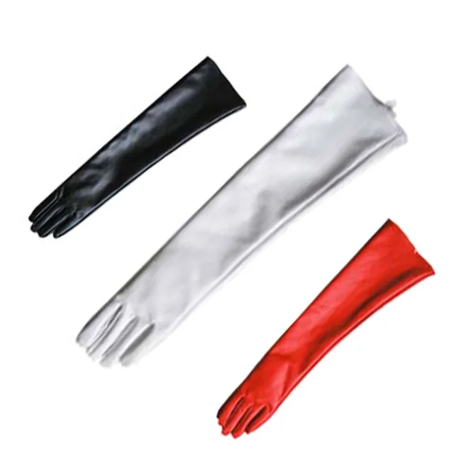 Long Elbow Faux Leather PU Glove Armguard Sleeve White - Shop at LoveMi