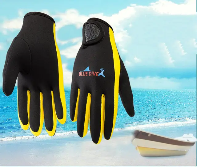 Wetsuit Diving Gloves Wear resistant Non slip Yellow Strip - Shop at LoveMi