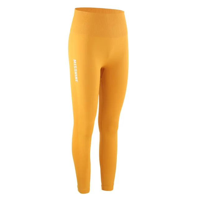 Hip High Elastic Fitness Pants Tight Breathable Elastic Sports Pants Yellow - Shop at LoveMi