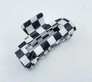 Color Acetate Checkerboard Grab Clip Net Red Temperament - Black And White 2