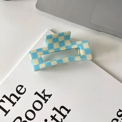 Color Acetate Checkerboard Grab Clip Net Red Temperament Blue - Shop at LoveMi