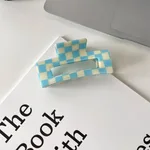 Color Acetate Checkerboard Grab Clip Net Red Temperament - Blue
