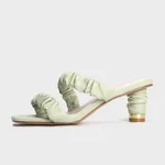Women's Pleated Lace-Up Comfort High Heel Sandals - Green