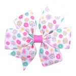 Printed Daisy Sunflower Dotted Rib With Fishtail Bow Baby Hair Clip