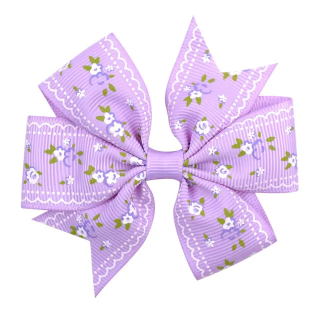 Printed Daisy Sunflower Dotted Rib With Fishtail Bow Baby Hair Clip O - Shop at LoveMi