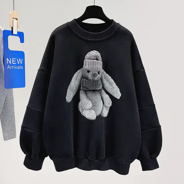 Patchwork Korean Style Pullover Crewneck Blouse Black - Shop at LoveMi