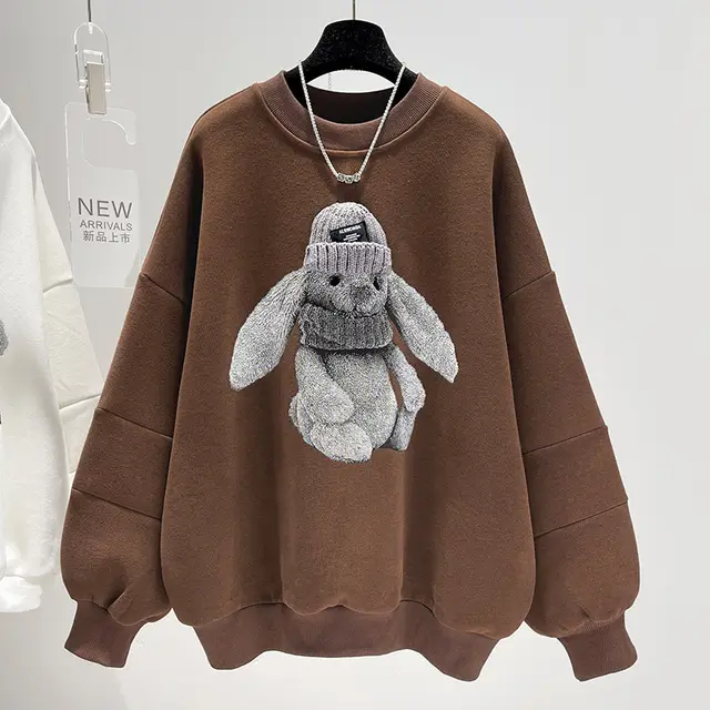 Patchwork Korean Style Pullover Crewneck Blouse Coffee - Shop at LoveMi