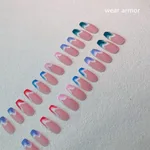 Fake Nails Multicolored Wave Pattern Extra Long Ballerina Frosted Nail Art - Wearing Armor