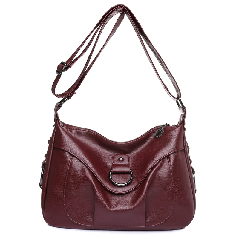 Women's Retro Fashion Casual Large Capacity Shoulder Bag Red - Shop at LoveMi