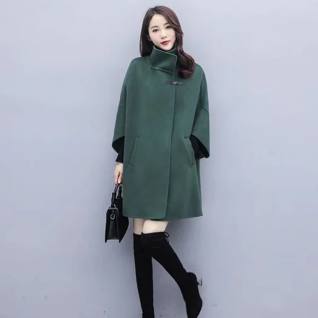 Women's Doll Sleeve Mid Length Top Jacket Dark Green - Shop at LoveMi