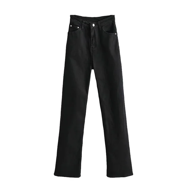 Retro Slim Temperament High Waist Denim Mopping Trousers Trend Black - Shop at LoveMi